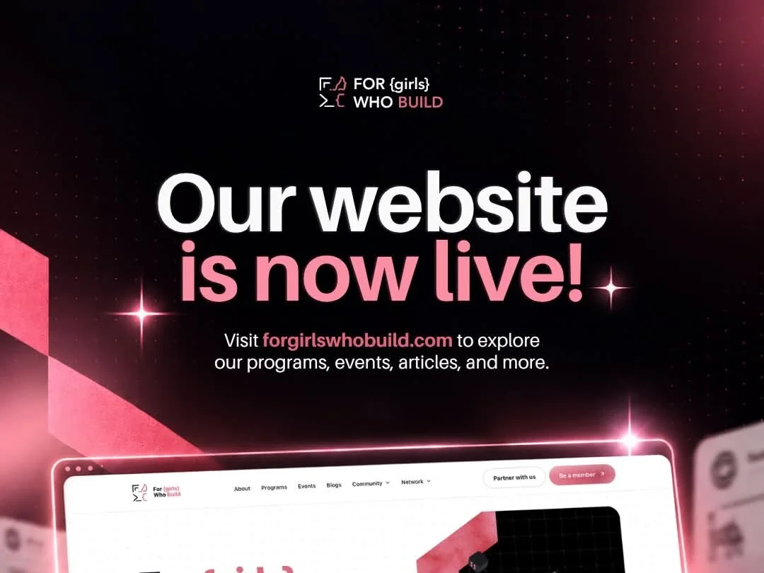 For Girls Who Build PH website launch announcement graphic reading Our website is now live